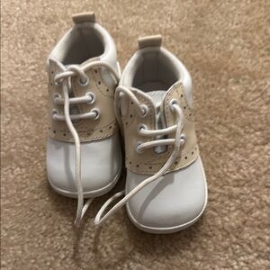 Kids White and Tan Shoes